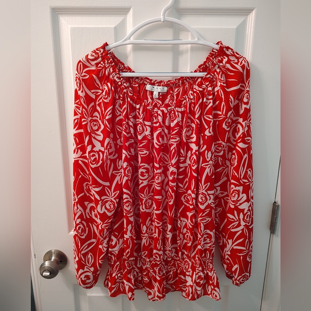 Red and White Top By Chaus New York Size Large